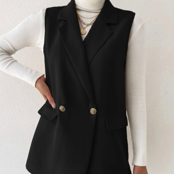 SHEIN Jackets & Blazers - Double button vest, blazer black